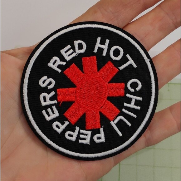 Red Hot Chili PeppeIron On Embroidered Patch Red and White on Black background - Picture 2 of 7